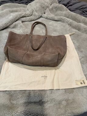 Sezane Suede Tote in Taupe Gray